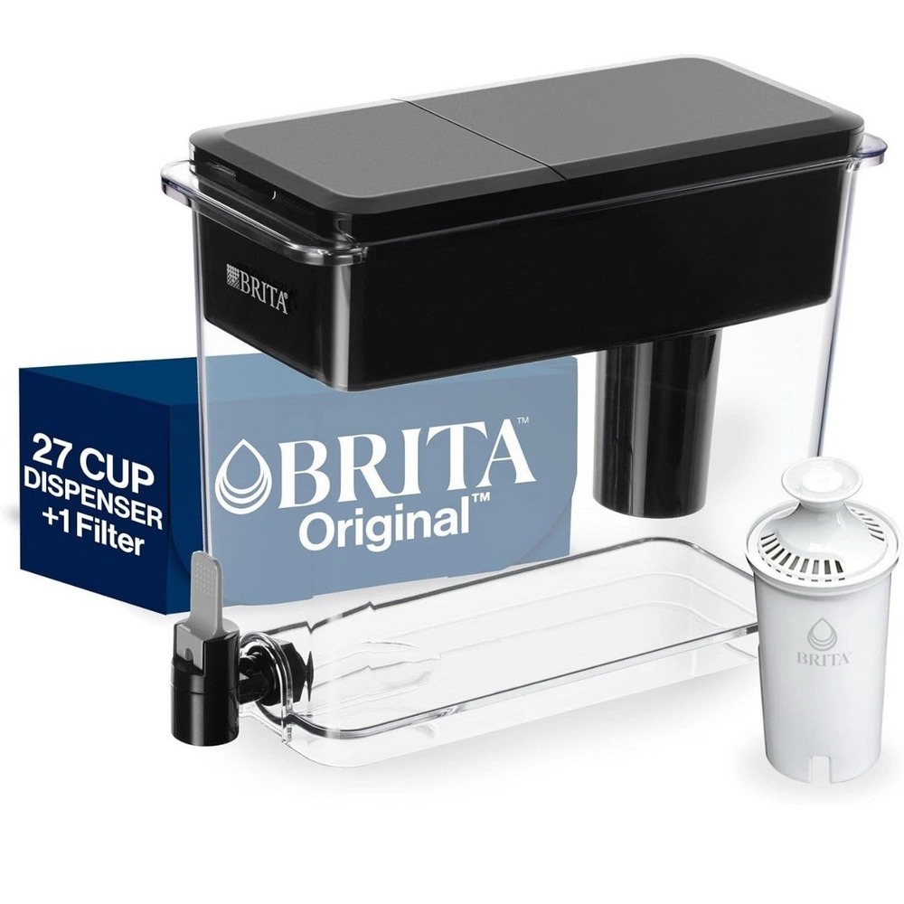 Brita UltraMax 27-Cup Water Dispenser Black BPA-Free w/ Standard Filter